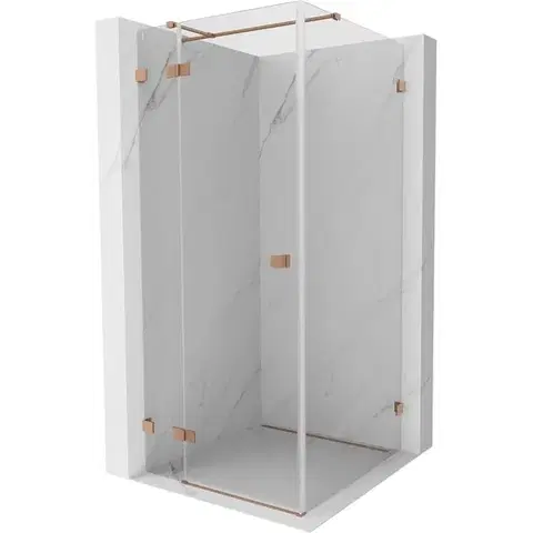 Sprchovacie kúty MEXEN/S - Lunar T sprchovací kút dvere krídlové ľavá 120 x 120, transparent, meď kartáčovaná 834T-120-120-65-00-L