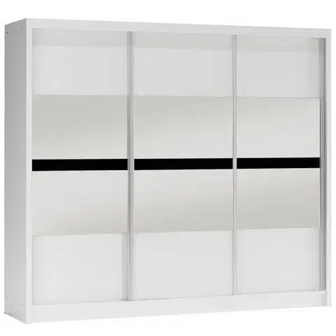 Šatníkové skrine Skriňa Batumi 250 biely/zrkadlo