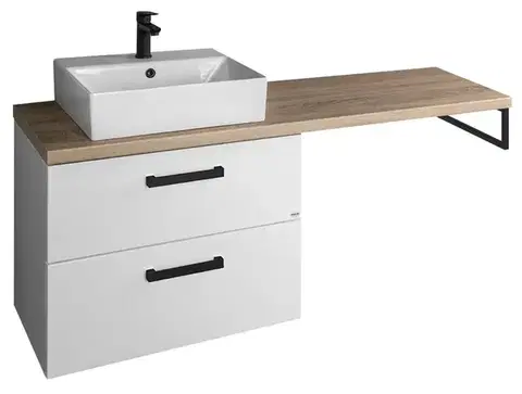 Kúpeľňový nábytok AQUALINE - VEGA Nábytková zostava do kúpeľne, šírka 145 cm, biela/dub platina VG073-02
