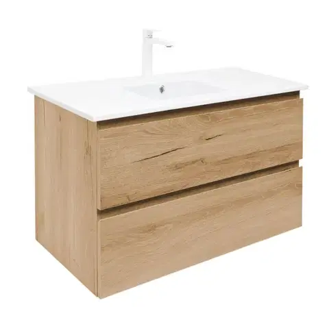 Kúpeľňový nábytok Kúpeľňová skrinka 2 zásuvková s umývadlom SAT B-Way 99x50x45 cm dub mat BWAY2100OAKU4B2 BWAY2100OAKU4B2