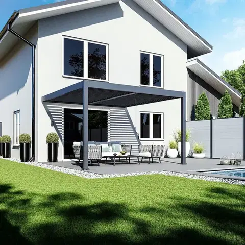 Bioklimatické pergoly Bioklimatická pergola INTRO DUO 4x4 m k stene Rojaplast