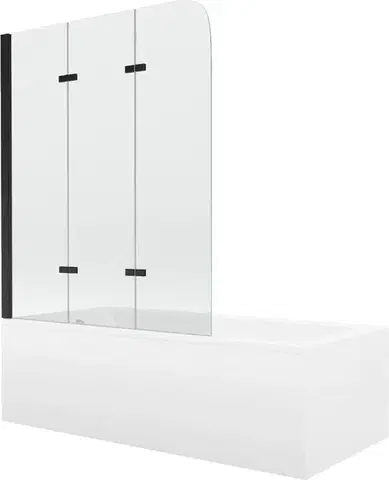 Sprchové dvere MEXEN/S - Cubik obdĺžniková vaňa 170 x 70 cm s panelom + vaňová zástena 120, transparent, čierna 550317070X9012037000