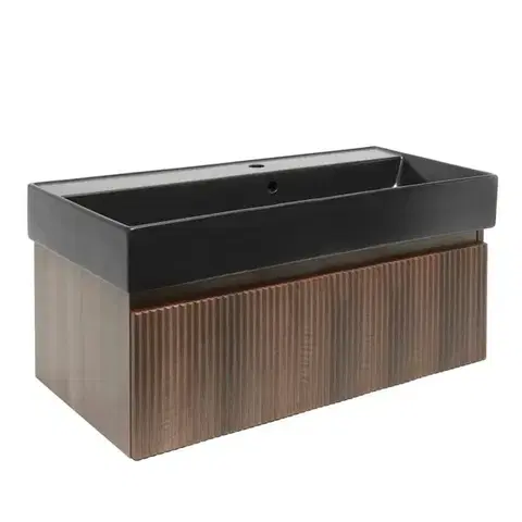Kúpeľňový nábytok Kúpeľňová skrinka s umývadlom SAT Evolution 98x30x44,8 cm orech mat SATEVO100NAU2B SATEVO100NAU2B