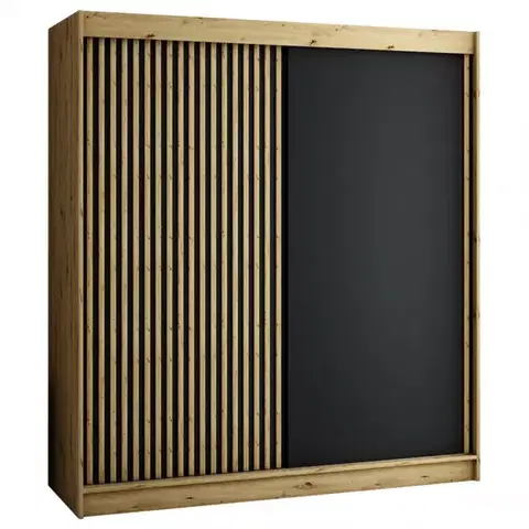 Šatníkové skrine Skriňa Lamelo 200 Dub Artisan/čierna