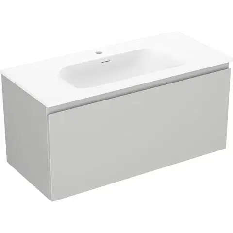 Kúpeľňový nábytok MEXEN/S - Orio kúpeľňová skrinka 100 cm s umývadlom Vela, 1 šuplík, sivá mat/biela mat 91A10-10047-1-BF62-W23M01