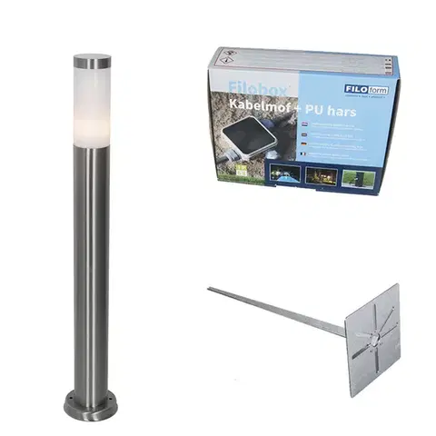 Zahradne stlpove lampy Moderná vonkajšia lampa na stĺp oceľ s opálom 80 cm IP44 - Rox