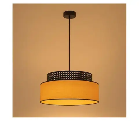 Svietidlá  Luster na lanku BOHO 1xE27/60W/230V pr. 40 cm čierna/ratan 0685