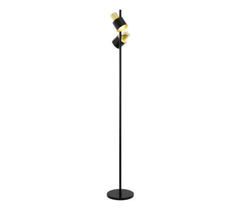 Lampy Eglo 79376 - Stojacia lampa FIUMARA 2xE27/60W/230V čierna/zlatá 79376