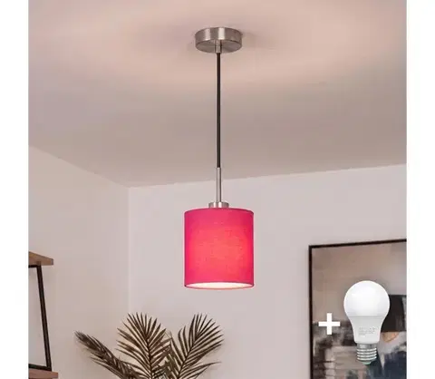 Svietidlá BRILAGI - LED luster na lanku NUBILA 1xE27/60W/230V pr. 14 cm čierna/ružová EG32517+BG1577