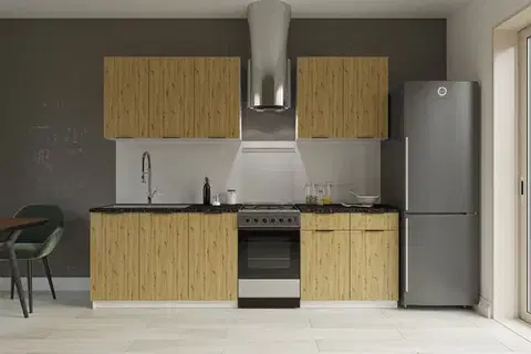 Kuchynské linky SILVER jednoduchá kuchynská linka 200 cm, dub artisan