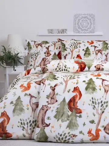 Obliečky MKLozkoviny.sk Obliečky mikroplyš Exclusive – Lesné zvieratká - 140 × 200 cm - 70 x 90 cm