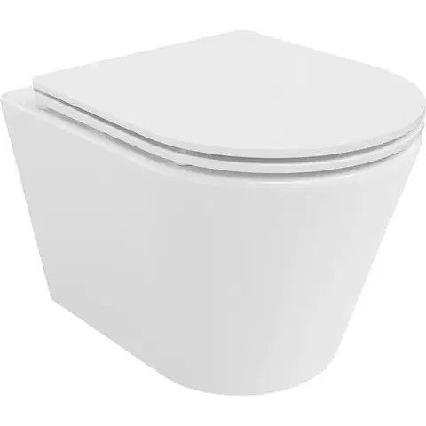 Záchody MEXEN/S - Rico Závesná WC misa Rimless Tornado vrátane sedátka s slow slim, duroplast, biela lesk 30720300T