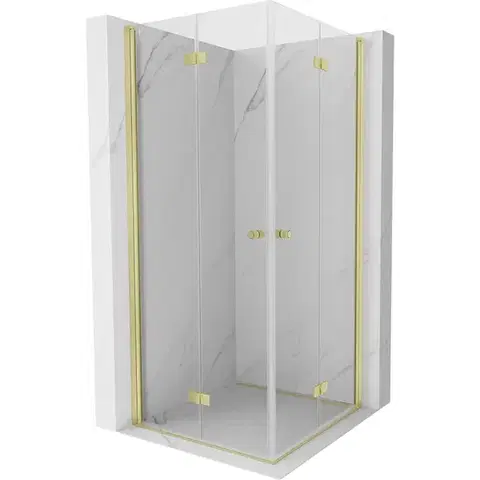Sprchovacie kúty MEXEN/S - Mist-F Duo sprchovací kút skladacie dvere 110 x 110, transparent, zlato kefovaná 8A6-110L-110P-55-00