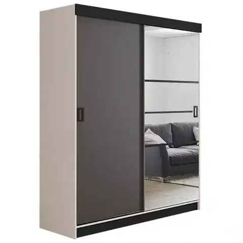 Spálňové šatníkové skrine Skriňa Retro 138 6L Biely / Dvierka grafit