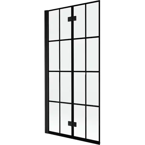 Sprchové dvere MEXEN - MIST vaňová zástena 90x150 cm 6mm 2-s, čierna, dekor, ľavá 8A9-090-002-70-77-L