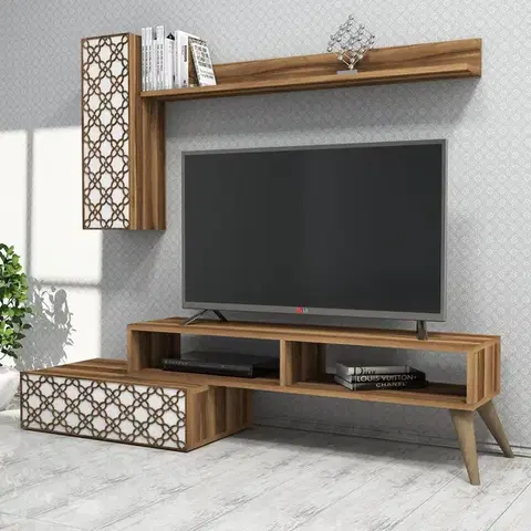Obývacie steny TV skrinka / Obývacia stena Planet - Walnut, White