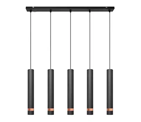 Svietidlá  LED Luster na lanku TUBA 5xGU10/6,5W/230V čierna/medená W-L 1111/5 BK+RG+BK