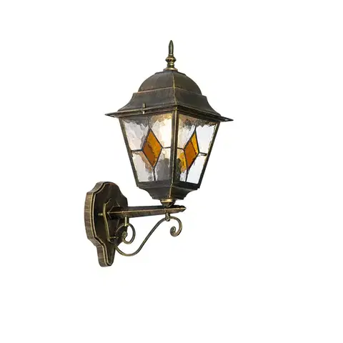 Vonkajšie svietidlá Vintage vonkajšia nástenná lampa starožitné zlato - Antigua Up
