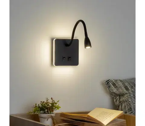 Svietidlá BRILAGI - LED Flexibilná nástenná lampa MAYA Double LED/4W/230V + LED/3W čierna BRI099
