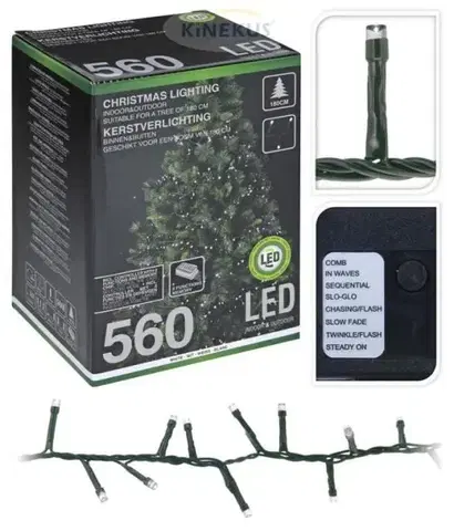 Vianočné osvetlenie Kinekus Svetlo vianočné 560 LED studené biele, 11 m, s funkciami, na 180 cm stromček, vonkajšie/vnútorné