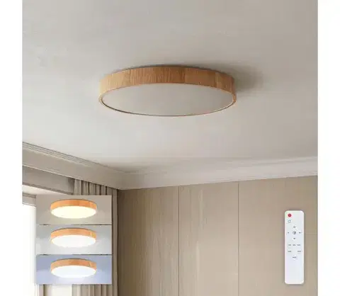 Svietidlá Brilagi - stmievateľné LED stropné svietidlo POOL LED/50W/230V pr. 40 cm, dekor dreva + diaľkový ovládač WO800-OEM47-40-REM