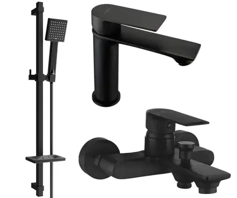 Sprchy a sprchové panely MEXEN/S - Royo DQ45 Set umývadlové a vaňové batérie s príslušenstvom, čierna 72203DQ45-70