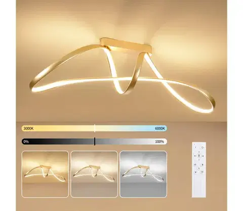 Svietidlá BRILAGI-LED Stmievateľný prisadený luster TWISTER LED/60W/230V 3000-6000K zlatý+DO BRI724