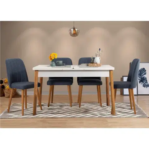 Jedálenské sety Jedálenský set s rozkladacím stolom a stoličkami (5 kusov) Santiago Atlantic Navy Blue