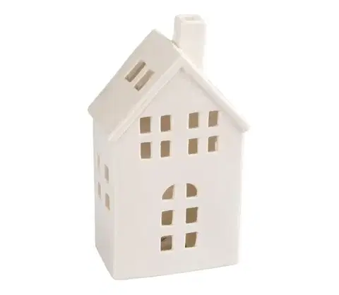 Svietidlá  - Porcelánový domček na sviečku 19,4 cm biela 50004966