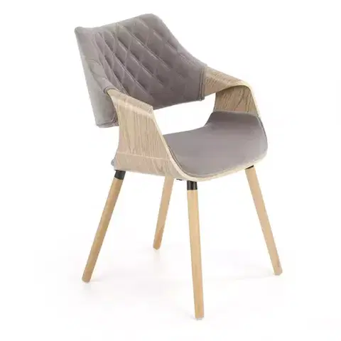 Čalúnené stoličky Stolička K396 drevo/velvet svetlý dub/popol 56x55x77
