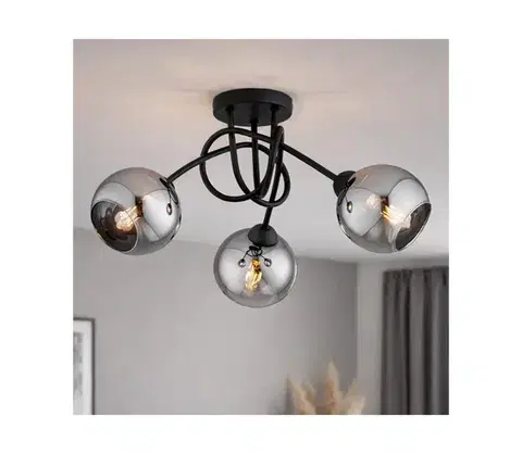 Svietidlá BRILAGI - Prisadený luster DIOR 3xE27/60W/230V čierna/dymovo sivá 59-019B
