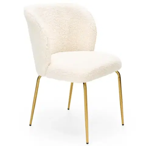 Čalúnené stoličky Stolička K474 Boucle/Chrome Krém/Zlatý