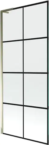 Sprchové dvere MEXEN/S - Next L vaňová zástena FIX 80 x 150, čierna vzor, zlatá 895-080-000-03-77-50