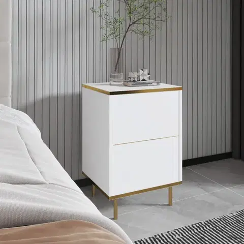 Nočné stolíky Nočný stolík Imaj - White, Gold