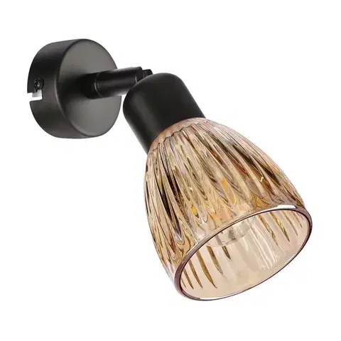 Nástenné svetlá AMCOS lampa kinkiet 1x40W E14 czarny klosz bursztynowy
