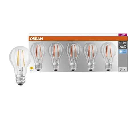 LED osvetlenie SADA 5x LED žiaroviek BASE CLASSIC FILAMENT A60 E27/7W/230V 4000K - Osram 4058075466517
