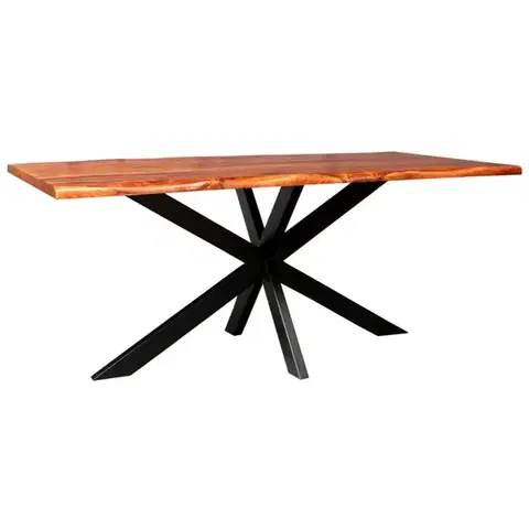 Jedálenské stoly Jedálenský stôl s kovovými nohami 180x90 cm z indického masívu palisander