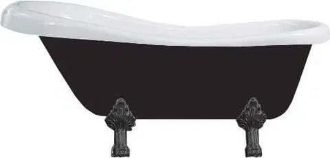 Vane MEXEN/S - Retro voľne stojaca vaňa 170x75 cm biela / čierna čierna nohy , zátka sifónu chrom 53251707575-70