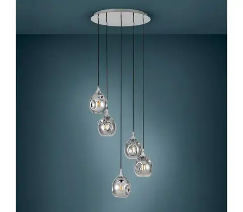 Svietidlá Eglo 39682 - Luster na lankách BREGALLA 5xE27/40W/230V čierna/dymová 39682