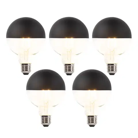 LED osvetlenie Sada 5 stmievateľných LED vláknových žiaroviek E27 G95 čiernych 550 lm 2700 K