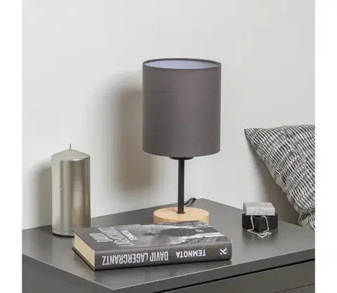 Lampy BRILAGI - Stolná lampa NUBILA WOOD 1xE27/25W/230V dub/antracit BG1567+BG1574