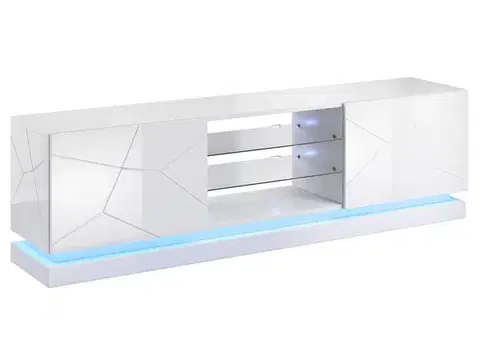 TV stolíky CAMA MEBLE Qiu 200 tv stolík biely lesk