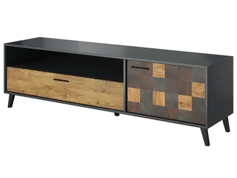 TV stolíky CAMA MEBLE Soul 180 tv stolík antracit / alpský dub tmavý / aquare dance dark