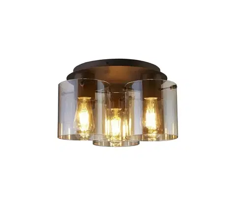 Svietidlá Searchlight 88911-3MO - Stropné svietidlo SWEDEN 3xE27/60W/230V priemer 39 cm hnedá/dymová 88911-3MO