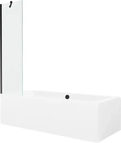 Sprchové dvere MEXEN/S - Cube obdĺžniková vaňa 180 x 80 cm s panelom + vaňová zástena 50, transparent, čierna 550518080X9505000070