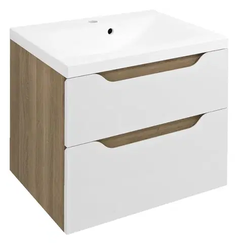 Kúpeľňový nábytok SAPHO - WAVE umývadlová skrinka 60x65x47,8cm, biela/dub cuneo WA060-3025