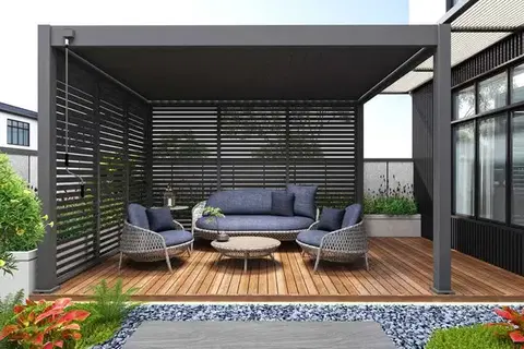 Bioklimatické pergoly Bioklimatická pergola INTRO NEO 4x3 m voľne stojaca Rojaplast