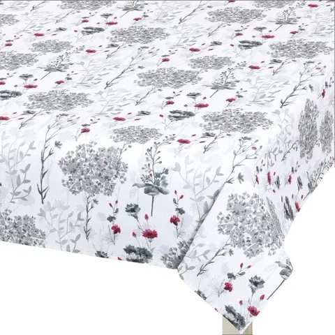 Obrusy Bellatex Obrus DITA Vetvičky sivá, 120 x 160 cm