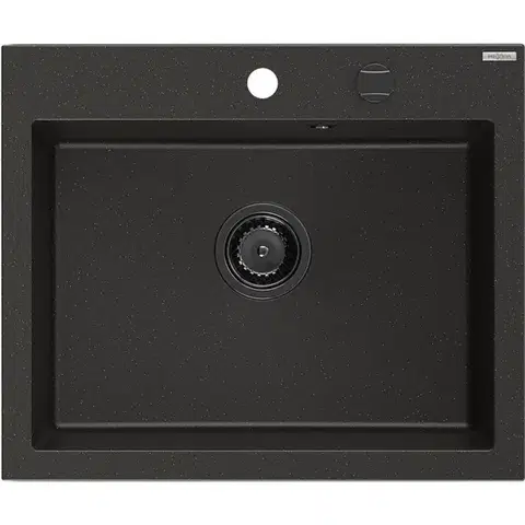 Kuchynské drezy MEXEN/S MEXEN/S - Elix granitový drez 1-miska 600 x 500 mm, čierna/zlatá metalik, sifón čierna 6525601005-75-B