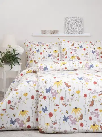 Obliečky MKLozkoviny.sk Francúzske flanelové obliečky - Motýliky - 220 × 200 cm - 70 x 90 cm